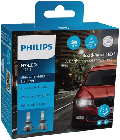 Lampe frontale Philips ultinon pro6000 standard. ensemble de lampes 12v h7 led stan ultinon pro6000