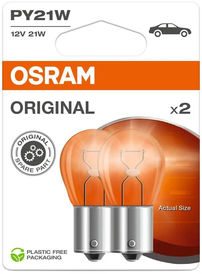 Osram Ball Bulbe 12V 21W 2PCS. Cloque orange