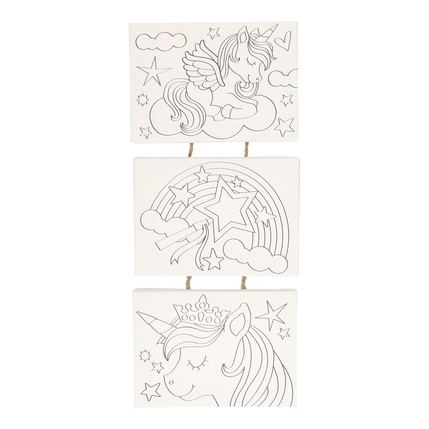 Peinture sur toile Ensemble de licorne, ensemble de 3 pièces.