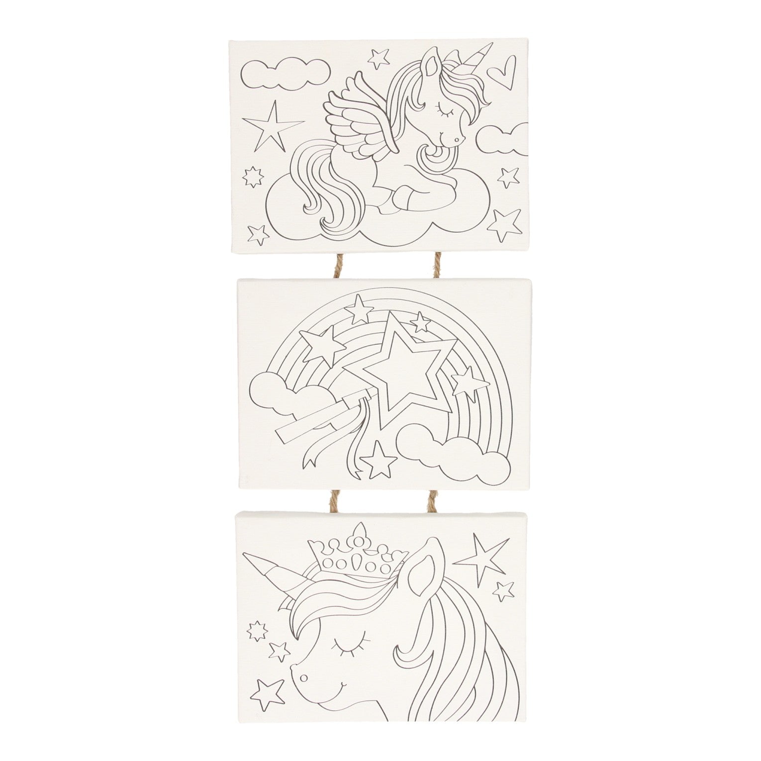 Peinture sur toile Ensemble de licorne, ensemble de 3 pièces.
