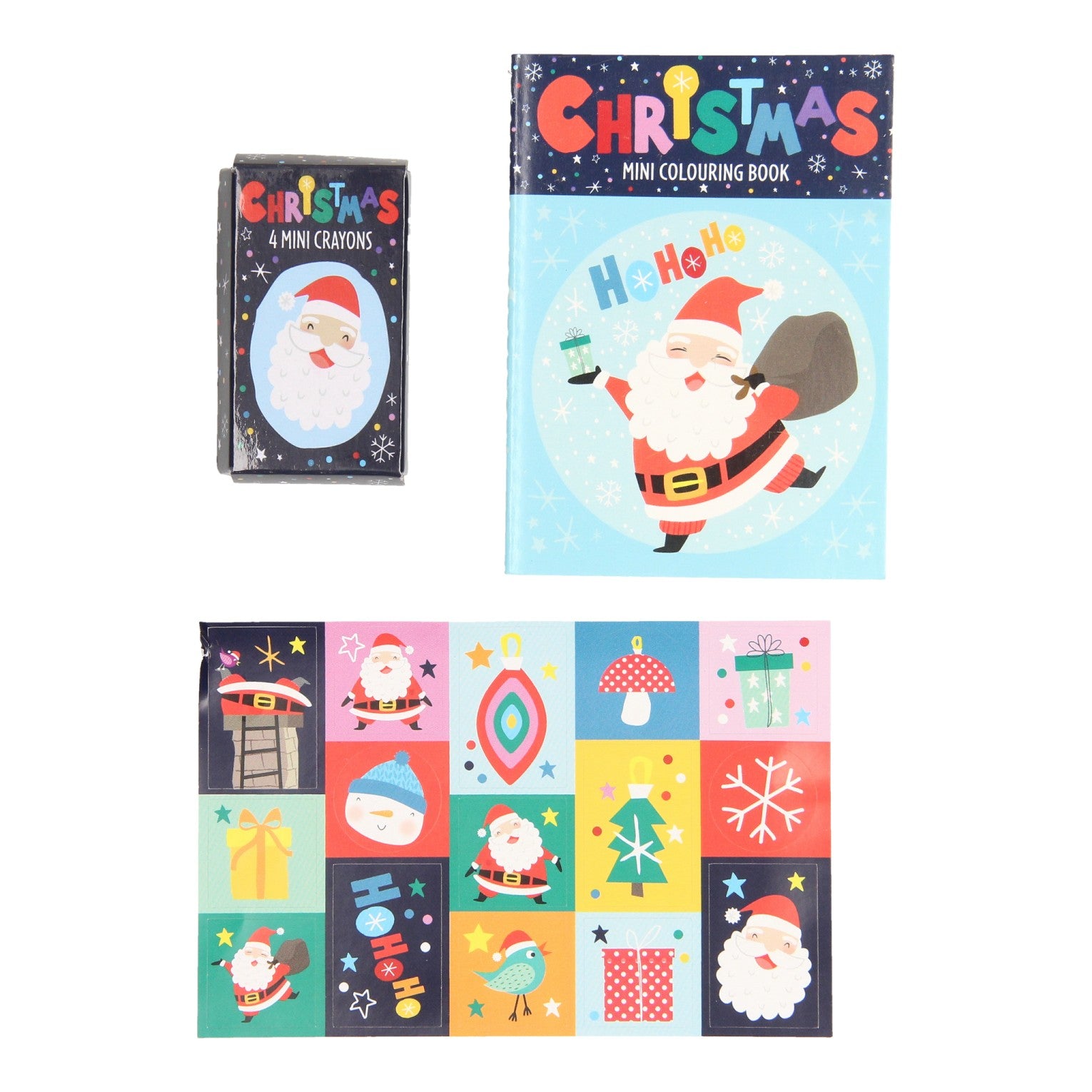 Treat Set: Coloring Book, Wax Crayons Stickerrel Christmas