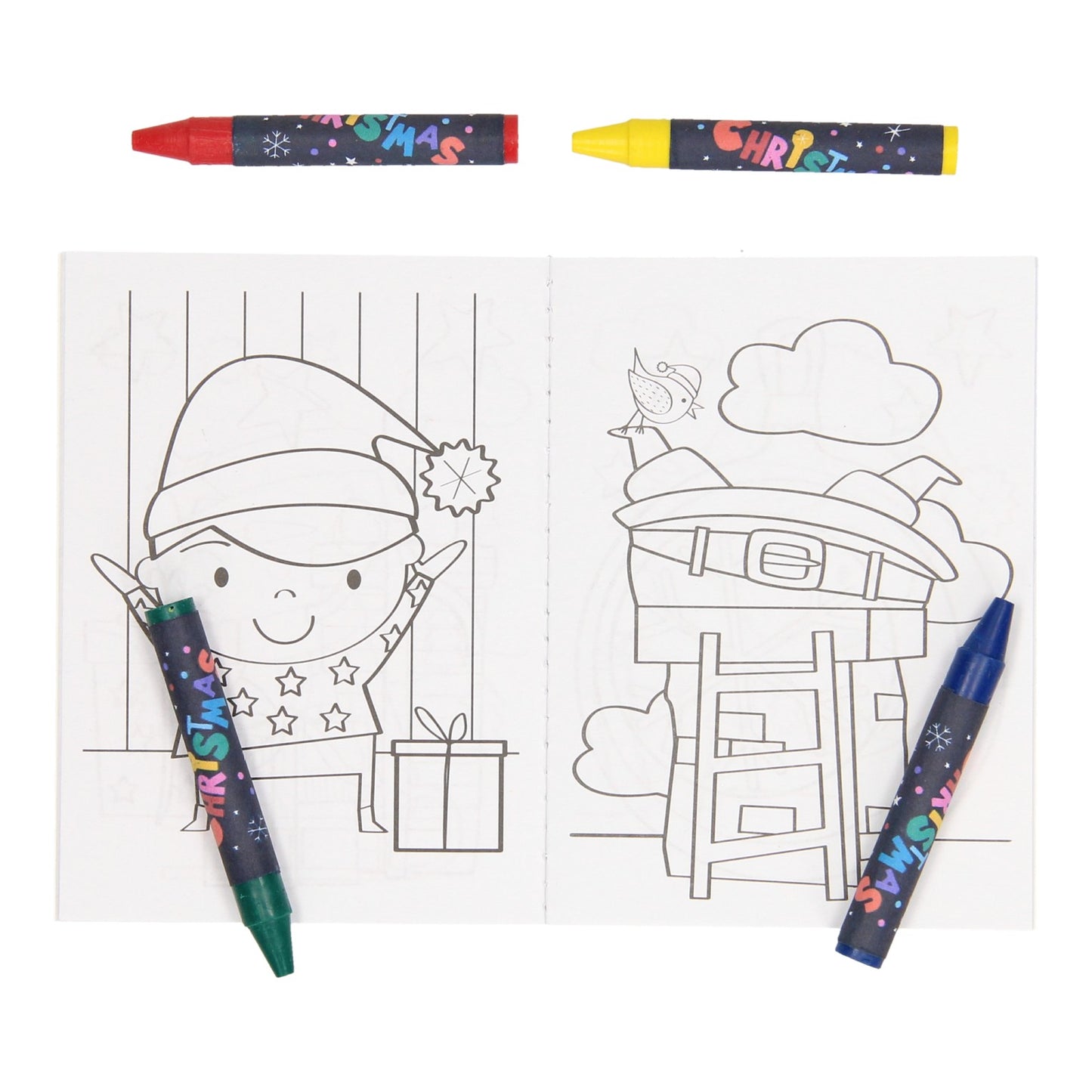 Treat Set: Coloring Book, Wax Crayons Stickerrel Christmas