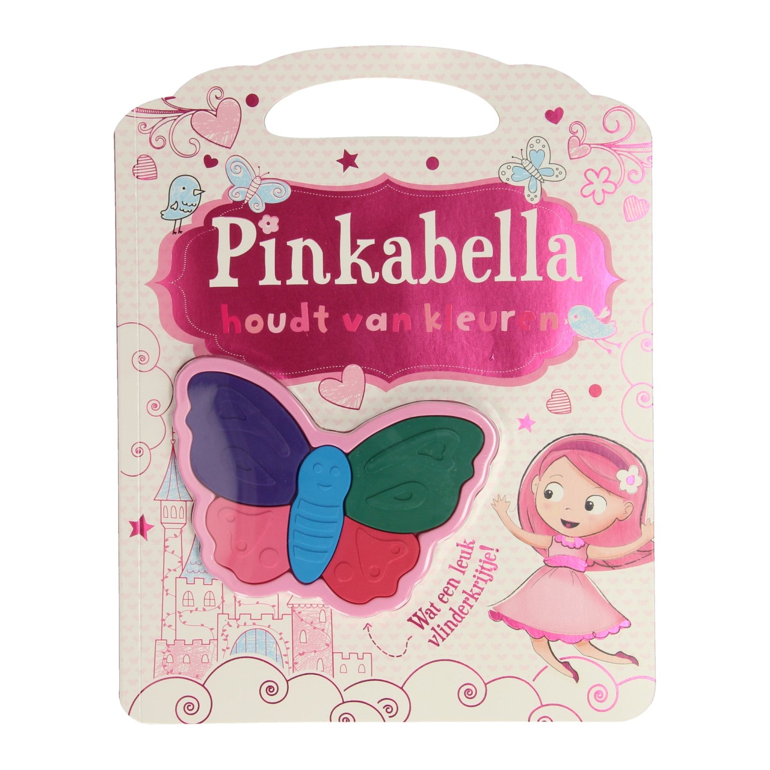 Pinkabella aime les couleurs avec des crayons de cire en forme de papillon