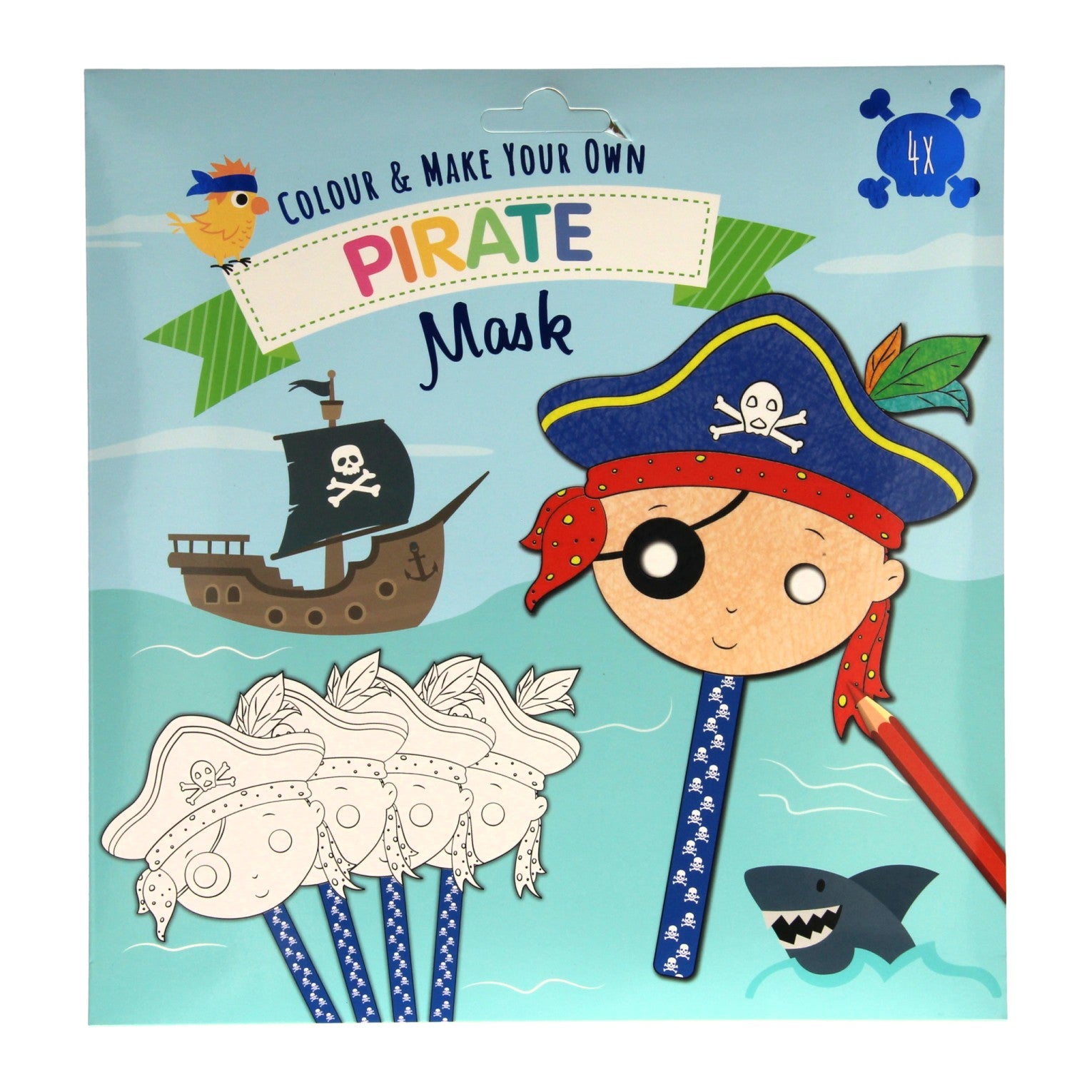 Couleur et faites vos propres masques - Pirate, 4st.