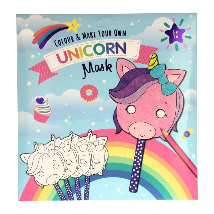 Couleur et faites vos propres masques - Unicorn, 4st.