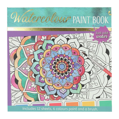 Wins Holland bloc de coloriage aquarelle adultes - mandalas - comprenant un pinceau et 6 couleurs d'aquarelle
