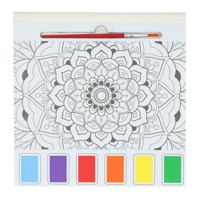 Wins Holland bloc de coloriage aquarelle adultes - mandalas - comprenant un pinceau et 6 couleurs d'aquarelle