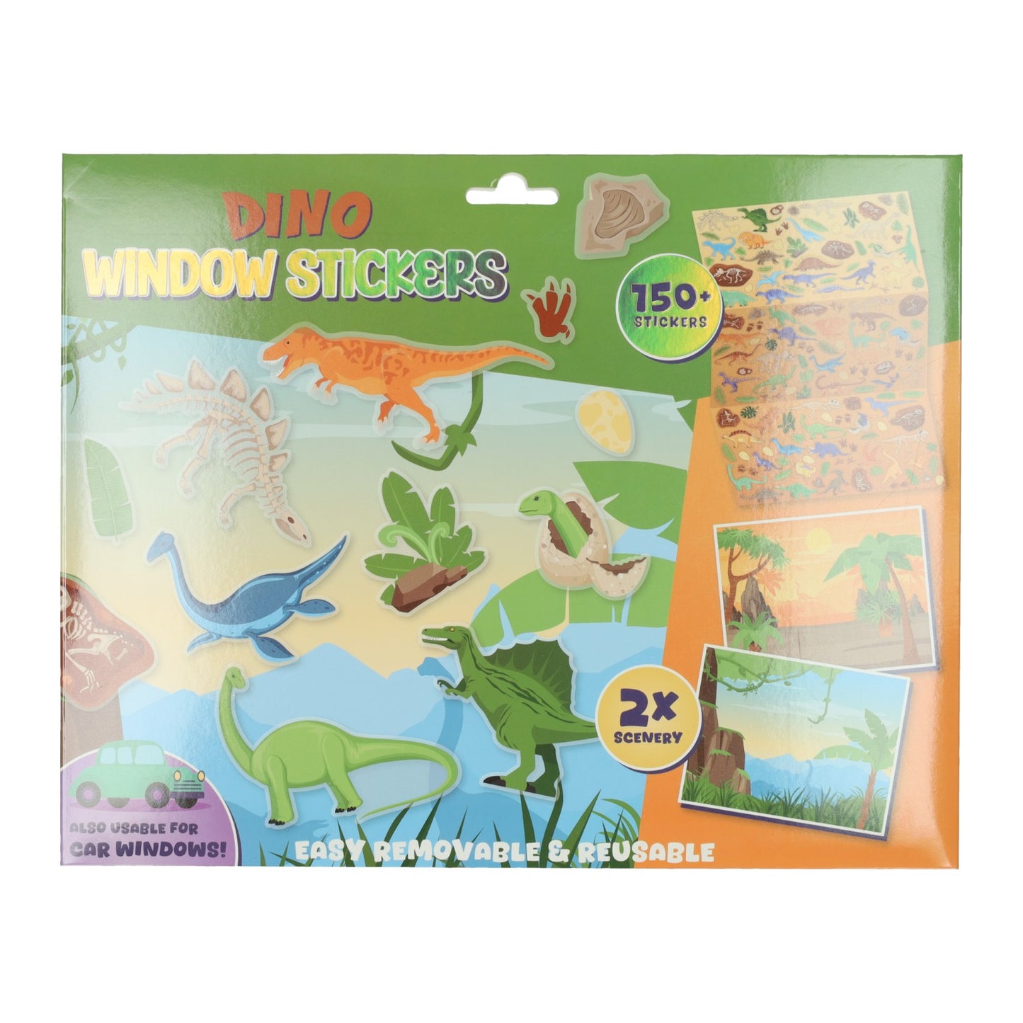Autocollants de fenêtre dinosaures réutilisables Wins Holland, 150 pcs.