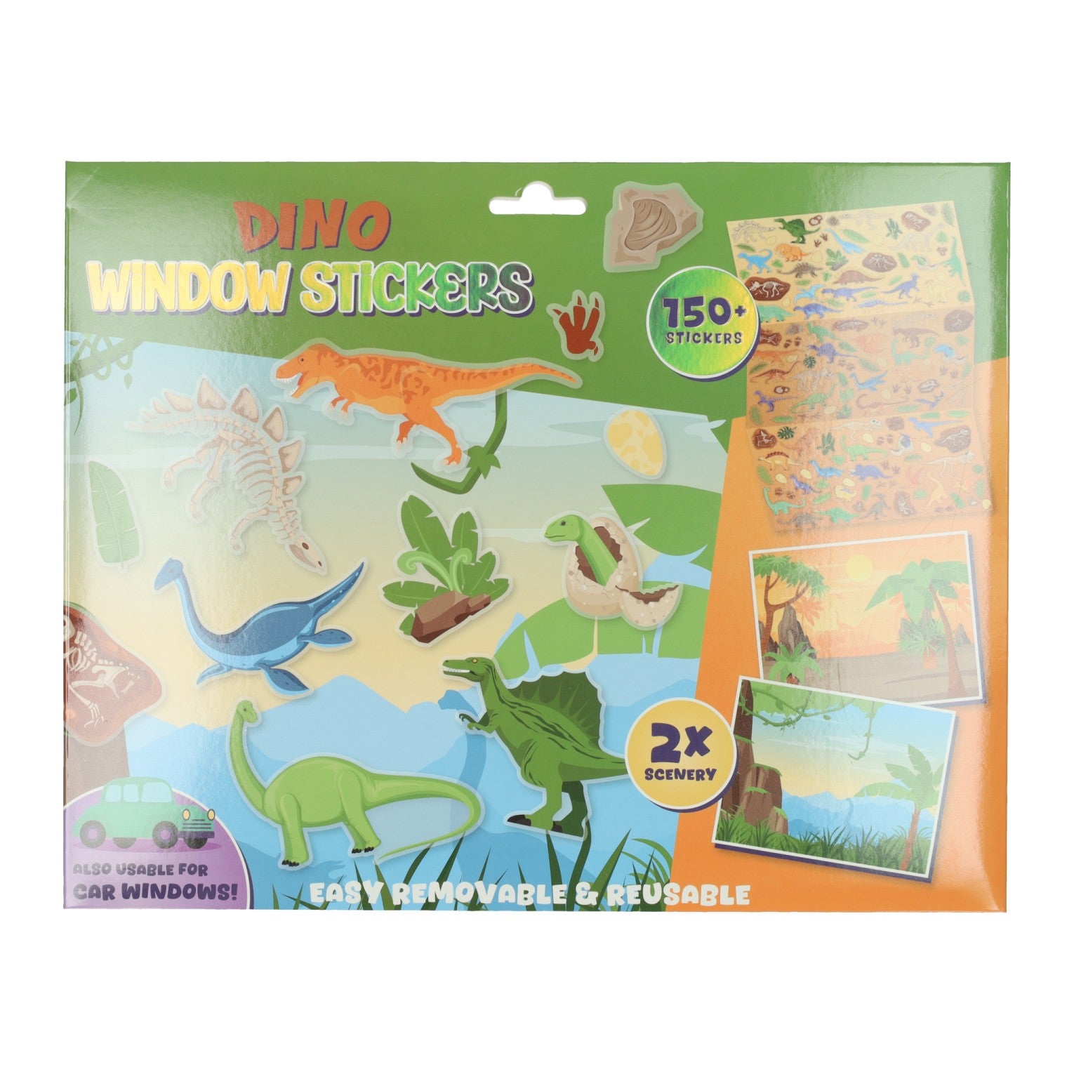 Autocollants de fenêtre dinosaures réutilisables Wins Holland, 150 pcs.