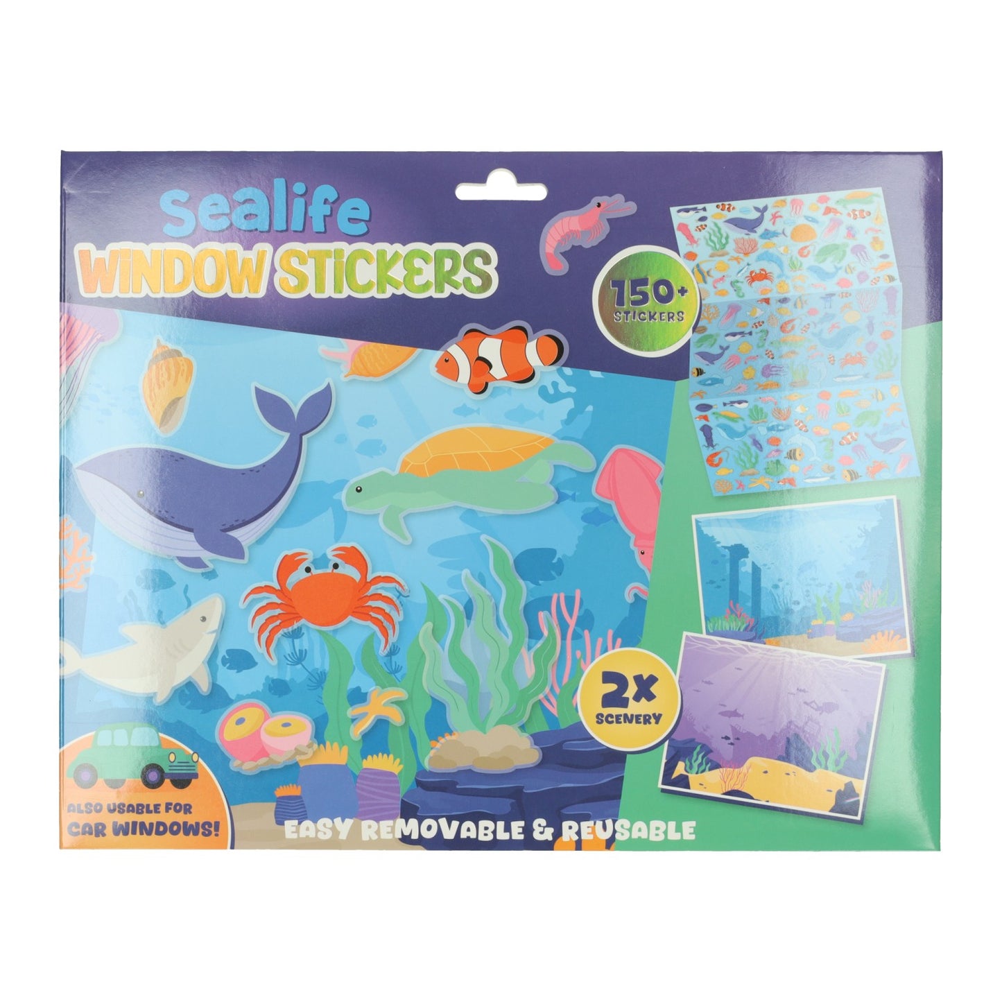 Autocollants de fenêtre réutilisables avec animaux marins Wins Holland, 150 pcs.