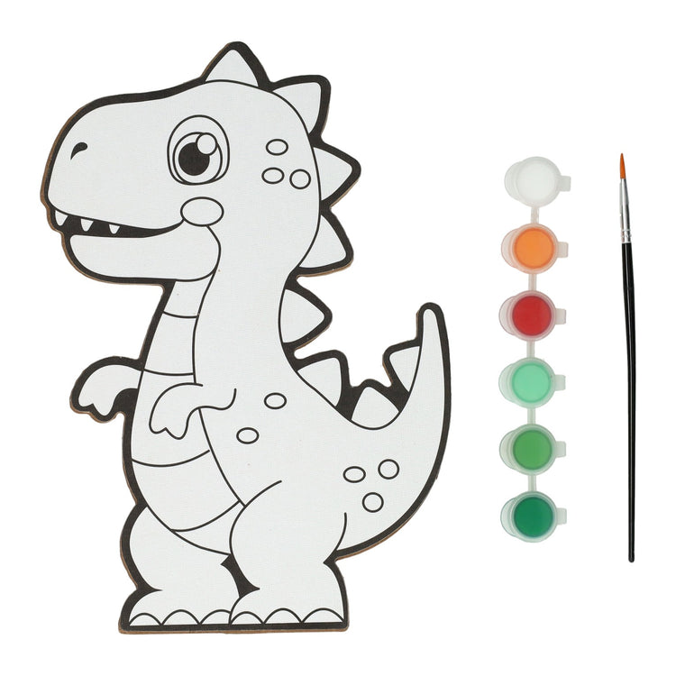 Wins Holland Canvas Painting - Dino - comprenant un pinceau et 6 couleurs de peinture