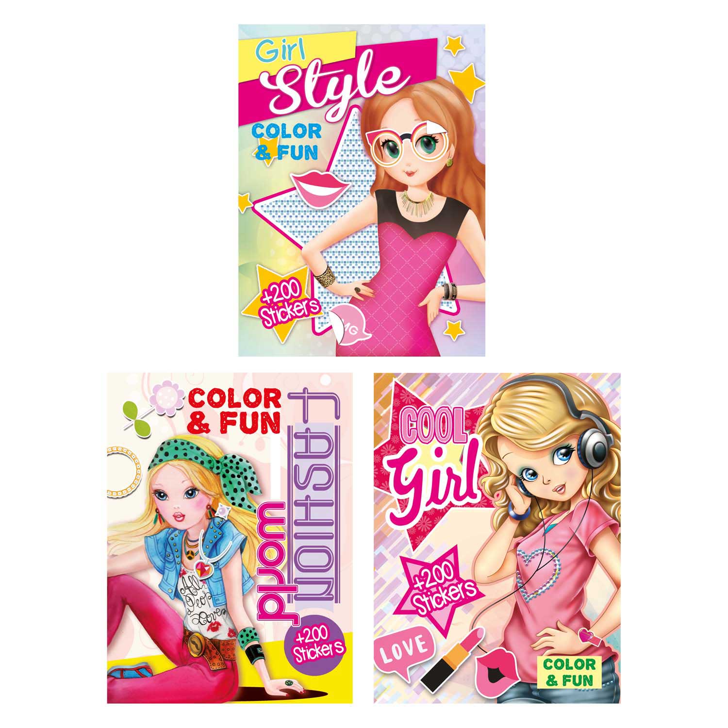 Livre spécial Pays-Bas BV Color Fun Girls Livre de coloriage avec 200 autocollants