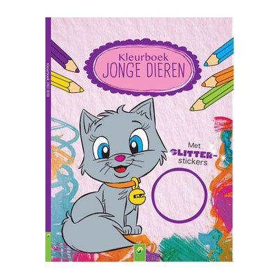 Wins Holland livre de coloriage jeunes animaux avec autocollants pailletés
