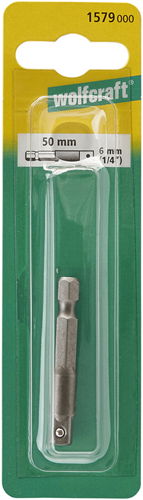 Adaptateur Wolfcraft | pour clé à douille | 6 mm (1 4) | l 50mm | 1 pièce - 1579000