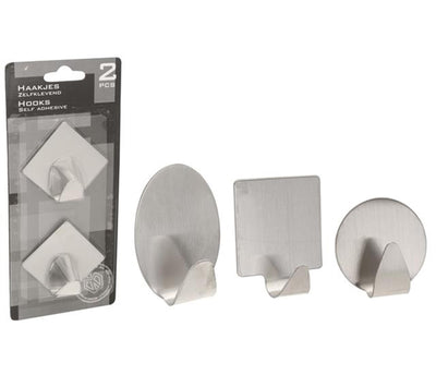 Solutions de rangement crochets autocollants en acier inoxydable 2 pièces