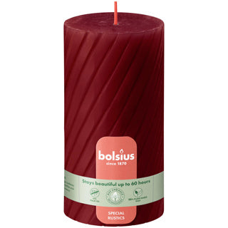 Bougie pilier rustique twist Bolsius 130 68 rouge | 4 pièces