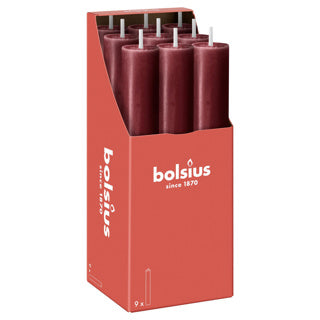 Bougie de table rustique Bolsius xl velours rouge | 9 pièces