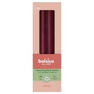 Bougies gothiques Bolsius 245 24 boîte 4 rouge métallisé | 2 pièces