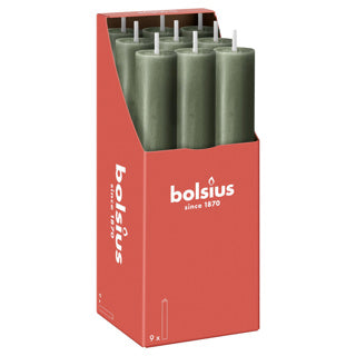 Bougie de table rustique Bolsius xl olive fraîche | 9 pièces