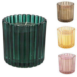 Bougie parfumée en verre 7,5 x 7,5 cm 4 assortiment | 24 pièces
