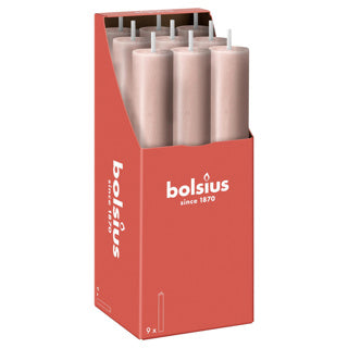 Bougie de table rustique Bolsius xl rose brumeux | 9 pièces