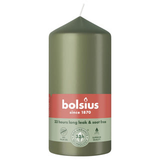 Bougie pilier Bolsius 120 58 olive fraîche