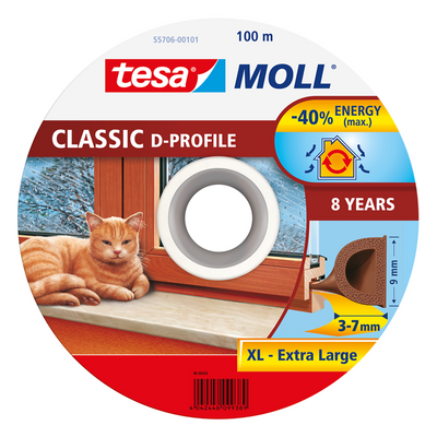 Tesa 1067490 - profil en D moll blanc 100m | 1 pièce