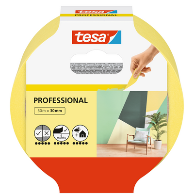 Tesa 1067631 - ruban de peintre professionnel, 50 mètres 30 mm | 6 pièces