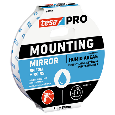 Tesa professional 1067941 - tesa montage pro support de miroir 5m x19 mm blanc | 16 pièces