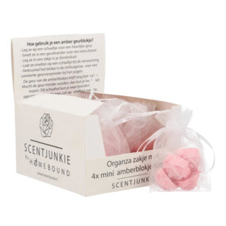 Amber Cube Roos Rose 2,5 cm Sac à organza 4 pièces