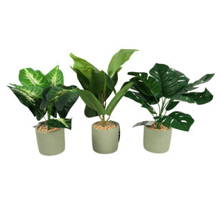 Plante d'art en ciment pot 40 cm 3 assorti