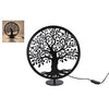 Lampe de table arbre de vie ronde métal noir 34x13x37cm