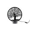Lampe de table arbre de vie ronde métal noir 34x13x37cm