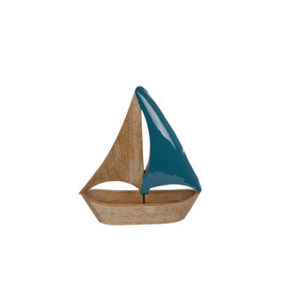 Sculpture botte voile petite mangue naturel bleu 25x23x3 cm