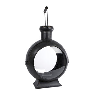 Lantern Berend Metal en verre noir antique