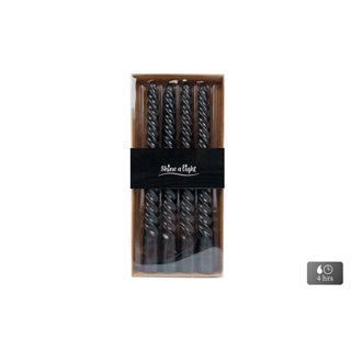 No brand bougie de table twist noir 4 heures 4 pièces 2x2x20cm | 12 pièces