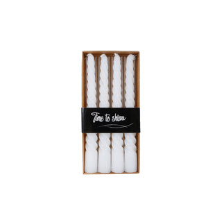 No brand bougie de table twist blanc 4 heures 4 pièces 2,2x2,2x19cm | 12 pièces