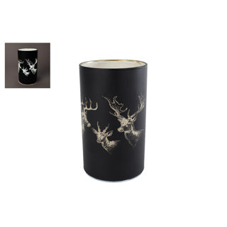 Éclairage d'ambiance LED cerf verre noir mat 9x9x15cm | 2 pièces