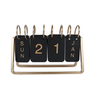 Calendrier de bureau Black Gold Metal 18x6x12,5 cm