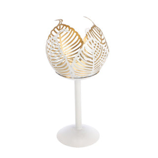 Porte-toile à l'étape sur la feuille de pied Lina Crème Gold Metal 10x10x21cm