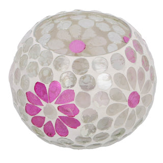 Verre de vent Holly M blanc rose bol verre 9x8x8cm