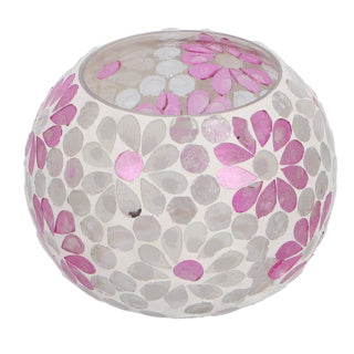 Verre de vent Holly L Glass Bol rose blanc 10x14x14cm