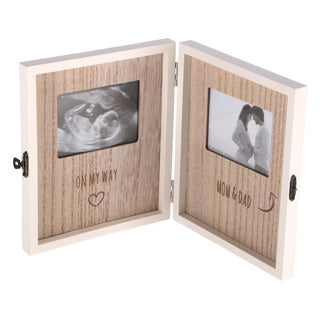 Cadre photo sur mon chemin en bois blanc naturel 33x19x1,5 cm