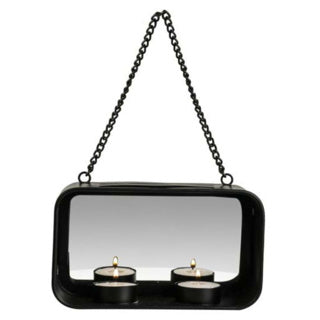 Gusta Wand Tealight Holder + Mirror 18x10x6.5 cm Metal Black