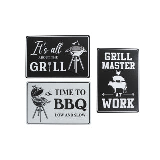 Plaque murale BBQ Grill 3 Assorti Metal 20x30x0.02 cm