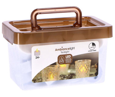 TEALIGHT AVEC TIMER DANS LA BOÎTE DE RAPPORT, 24SE.