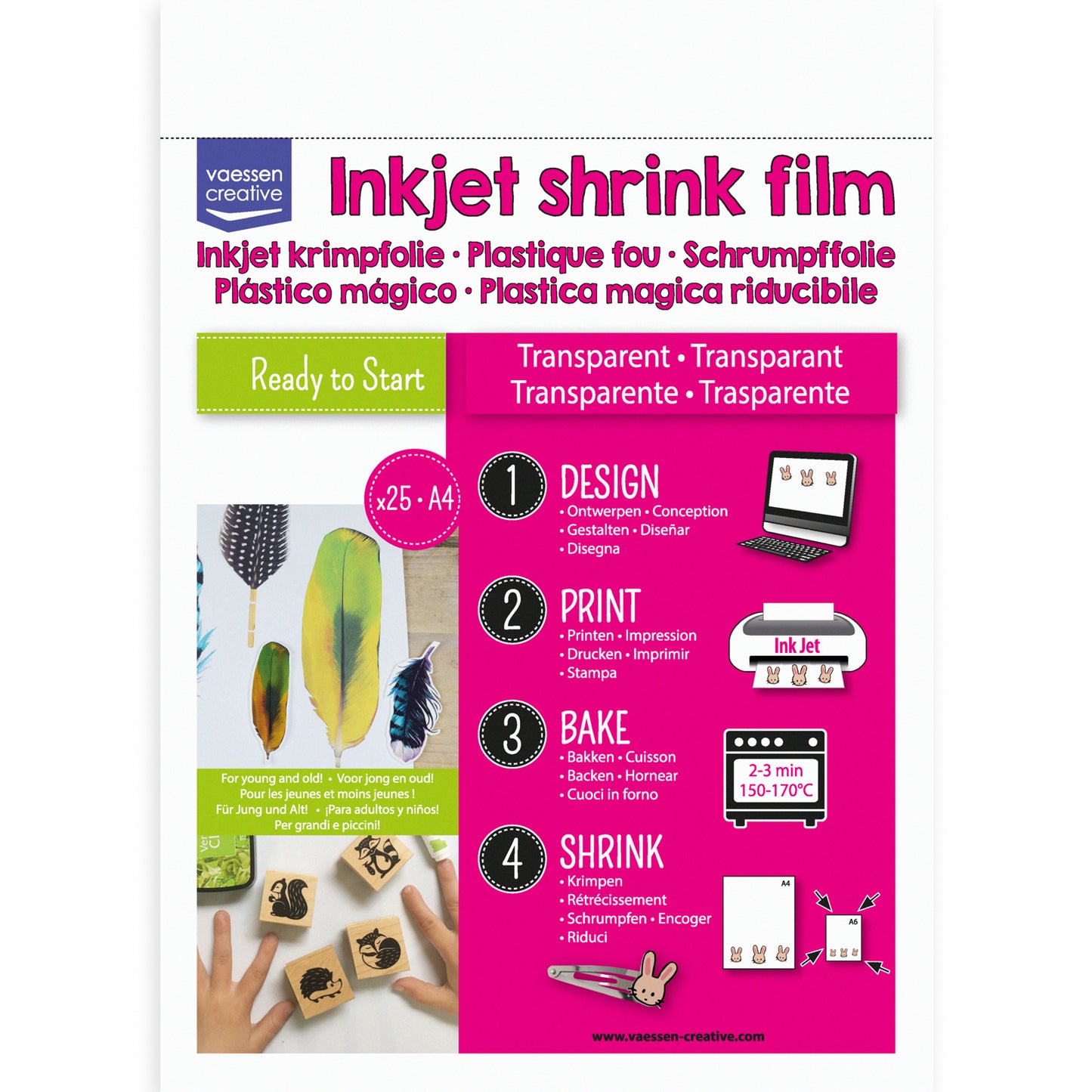 Vaessen creative • film rétractable jet d'encre a4 transparent 25 pcs