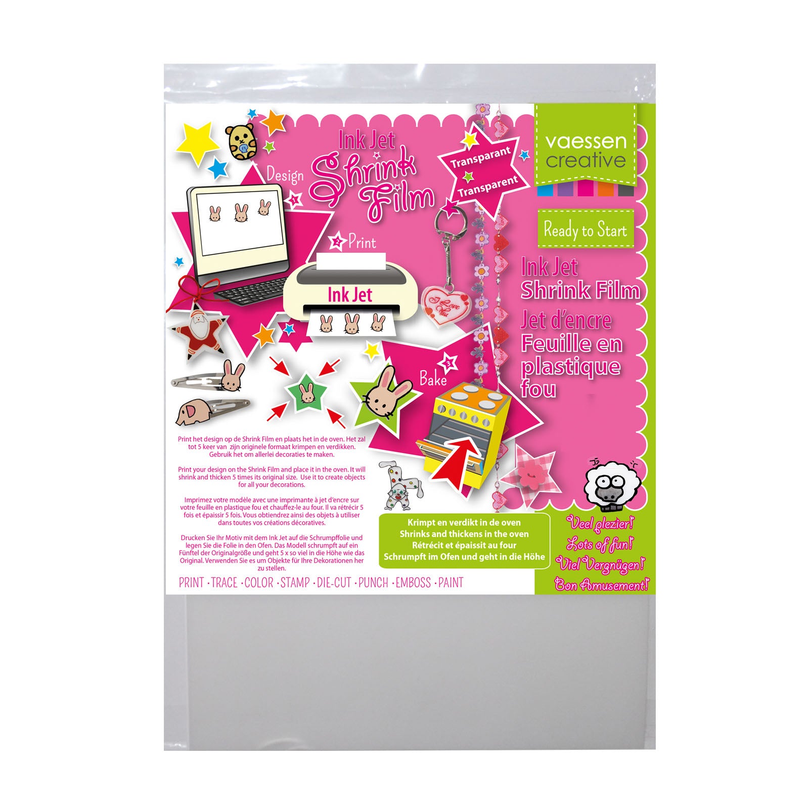 Vaessen creative • film rétractable jet d'encre a4 transparent 250 pcs
