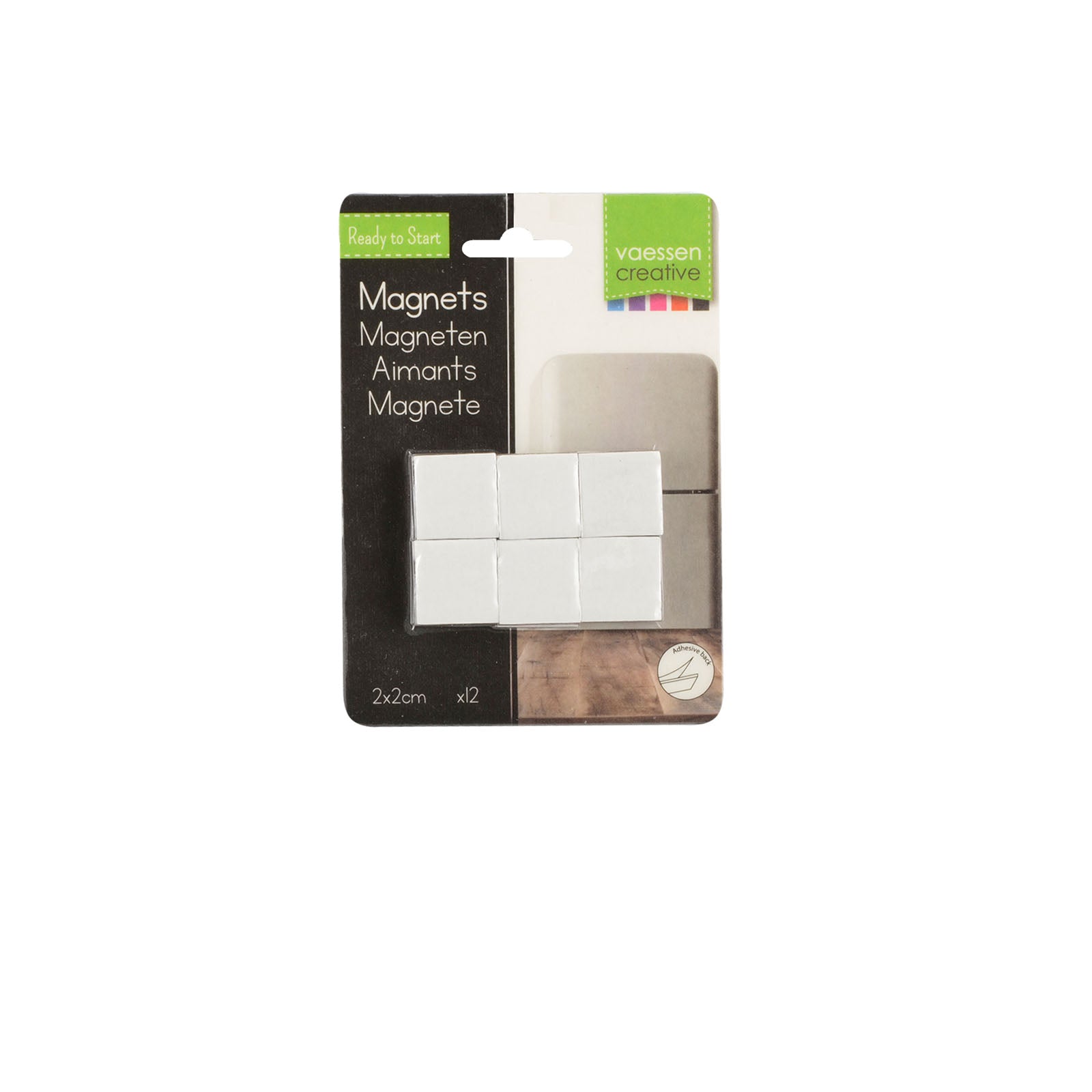 Vaessen creative • aimants autocollants carrés, 12 pièces