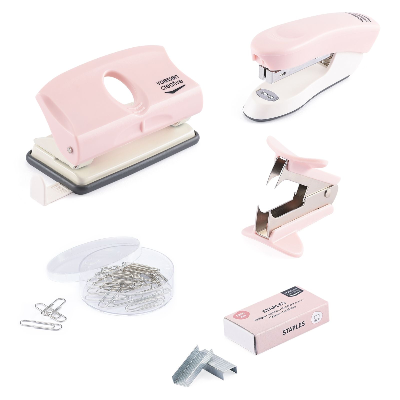 Vaessen creative • fournitures de bureau rose clair 5 pièces